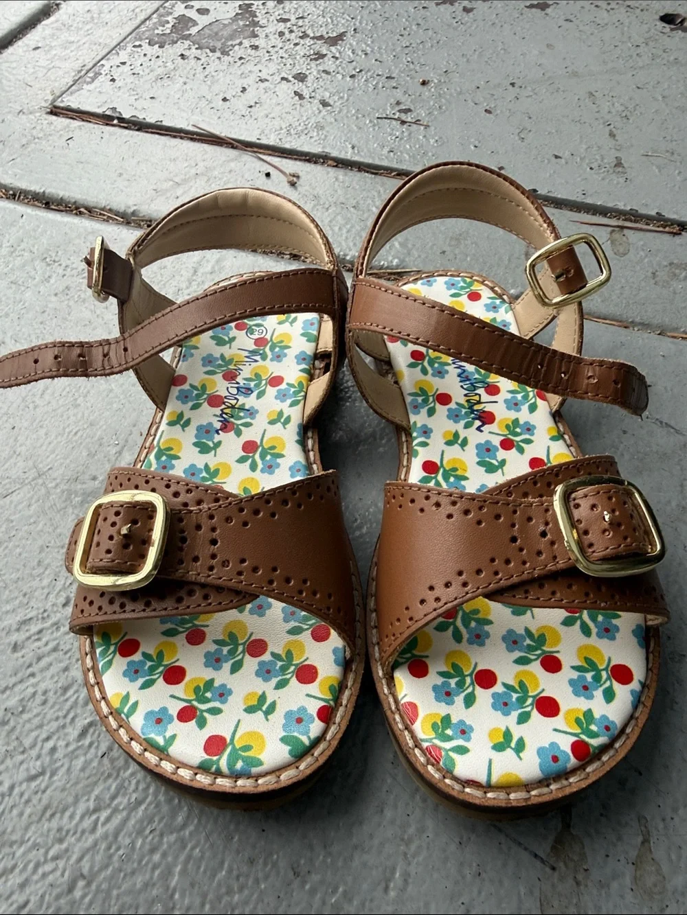 Mini Boden Kids Brown Floral Insole Sandals size 29 = US toddler 11.5